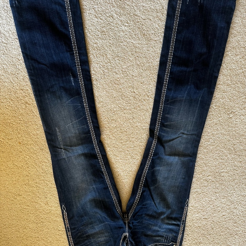 Rock Revival Indigo Denim Jeans with Orange Accents